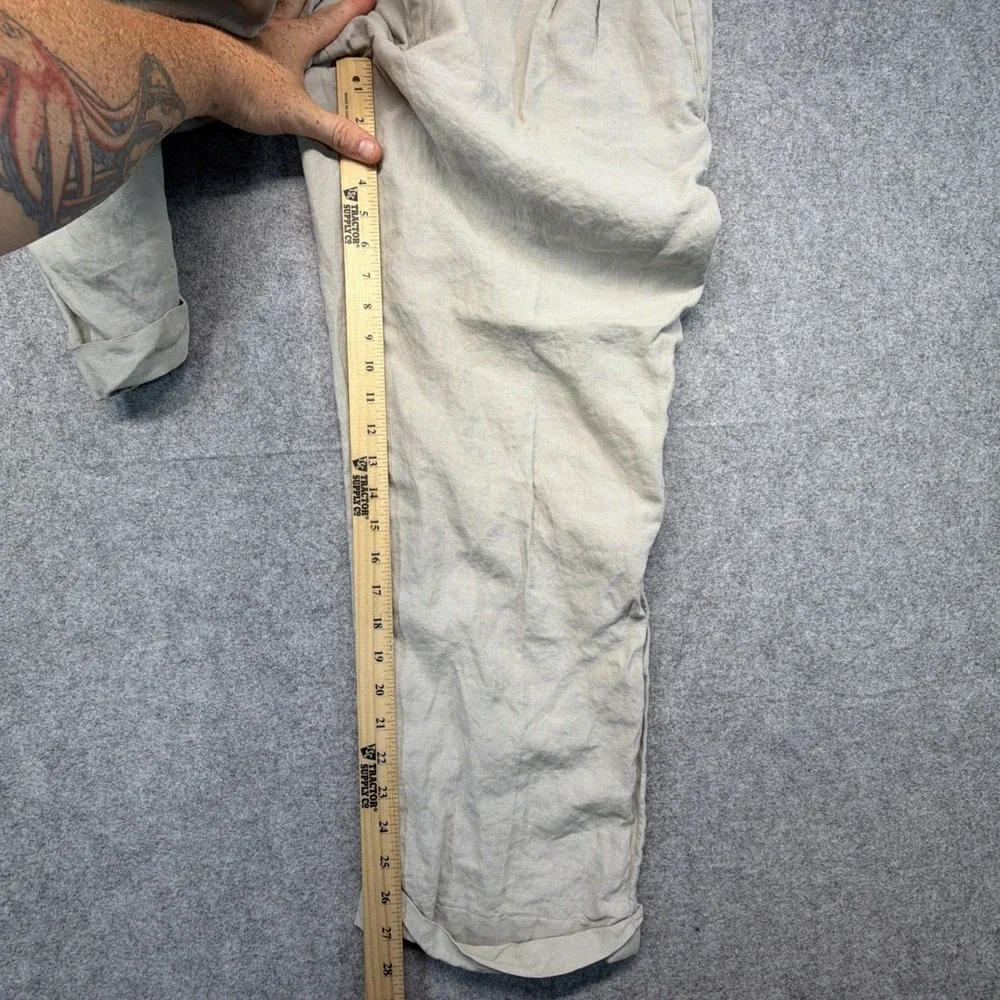 GIORGIO ARMANI Italy Baggy Pleated Linen Pants Men's 34x28